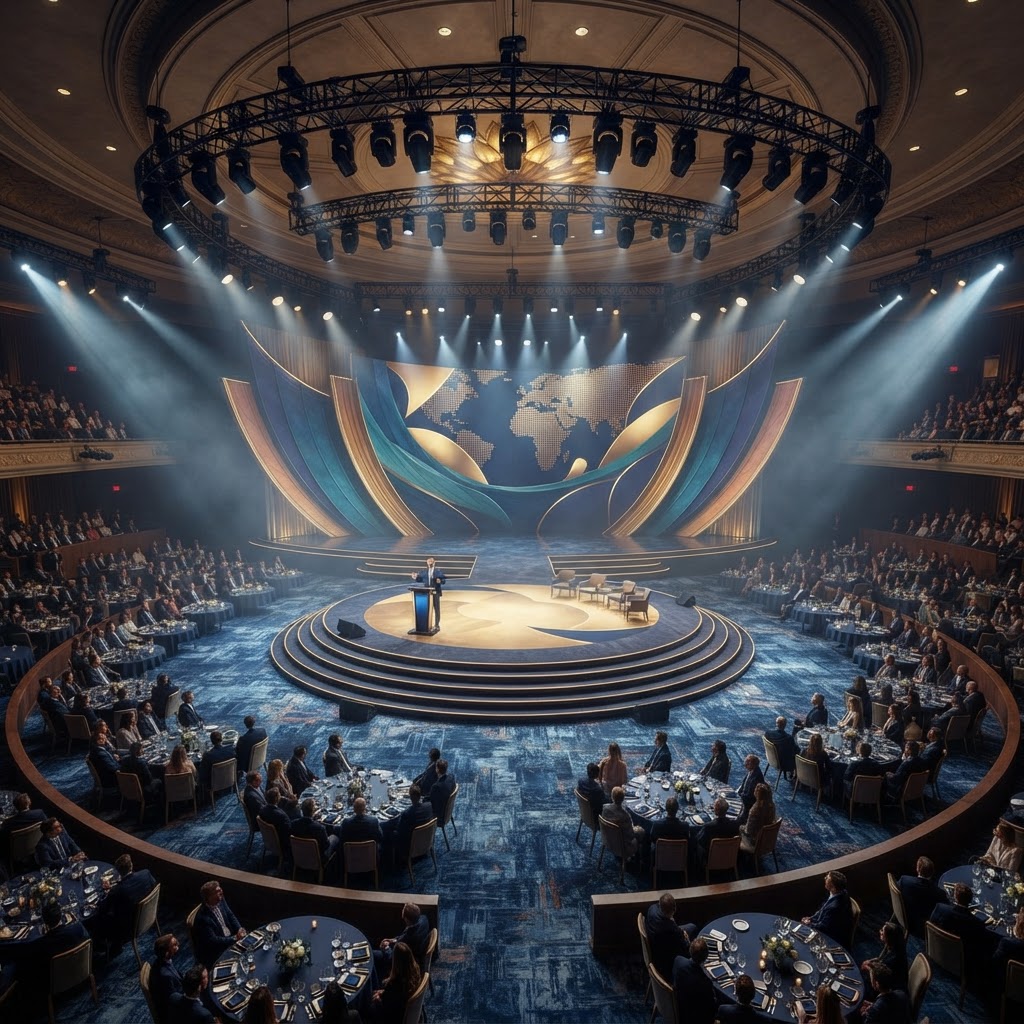 Main stage and immersive LED environment at an annual leadership summit